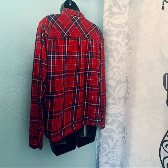 Croft & Barrow Red Plaid Flannel Shirt Size Large - Picture 5 of 9